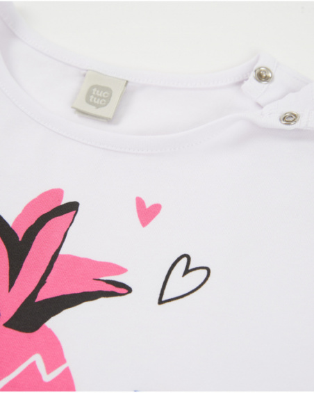 T-shirt de menina em malha com gráfico de ananás