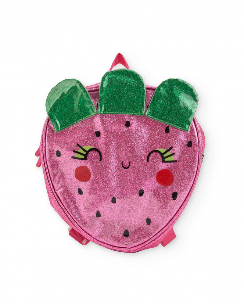 Mochila de menina em tecido plano com acabamento brilhante