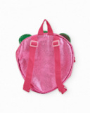 Mochila de menina em tecido plano com acabamento brilhante