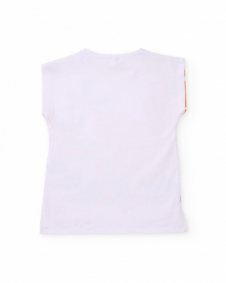 T-shirt de menina em malha com estampado de dinossauro