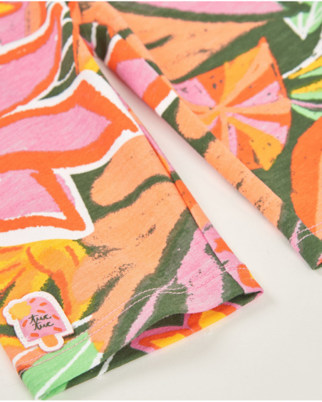 Leggings de menina em malha com estampado floral de grande