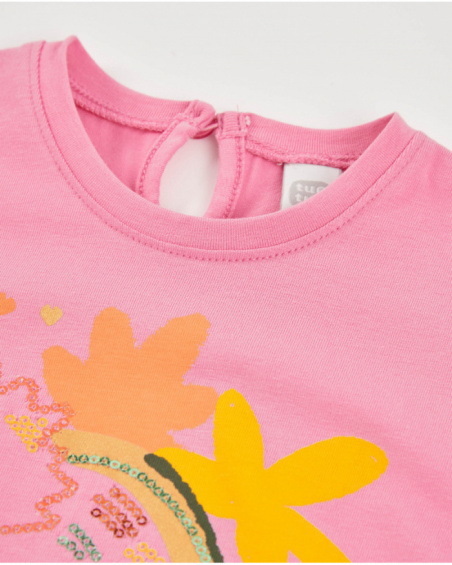 T-shirt de menina em malha com detalhes de lantejoulas