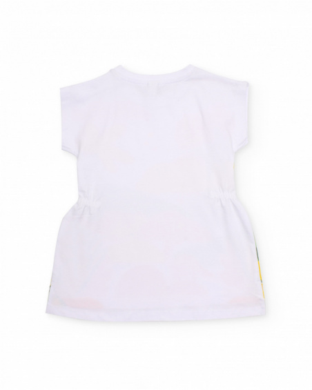 Vestido de menina em malha com cintura franzida