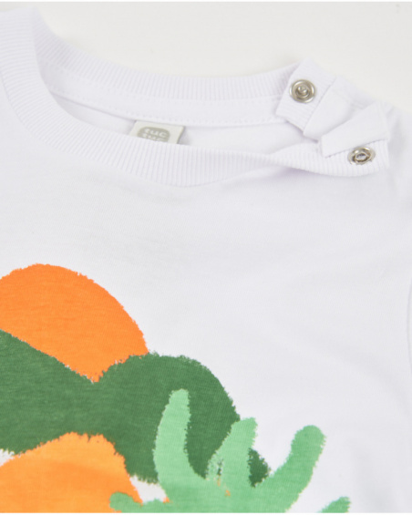 T-shirt de menino em malha com aplicação com botão