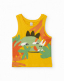 Camiseta de menino de malha e de alças