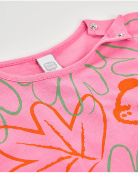 Camiseta de menina de malha com dinossauro decorativo