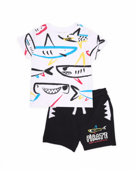 Conjunto de menino em malha com design de tubarões