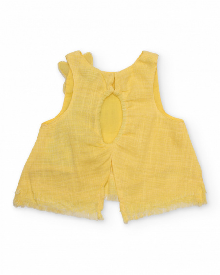 Blusa de menina em tecido plano com aplicações florais