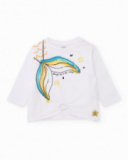 Camiseta de menina de malha com detalhes brilhantes