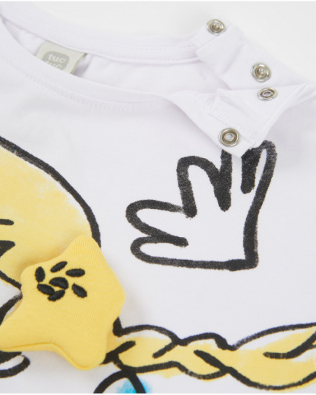 Camiseta de menina de malha com detalhe em relevo