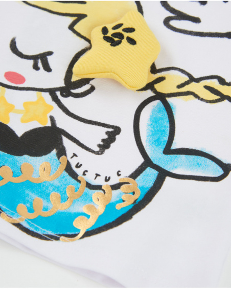 Camiseta de menina de malha com detalhe em relevo