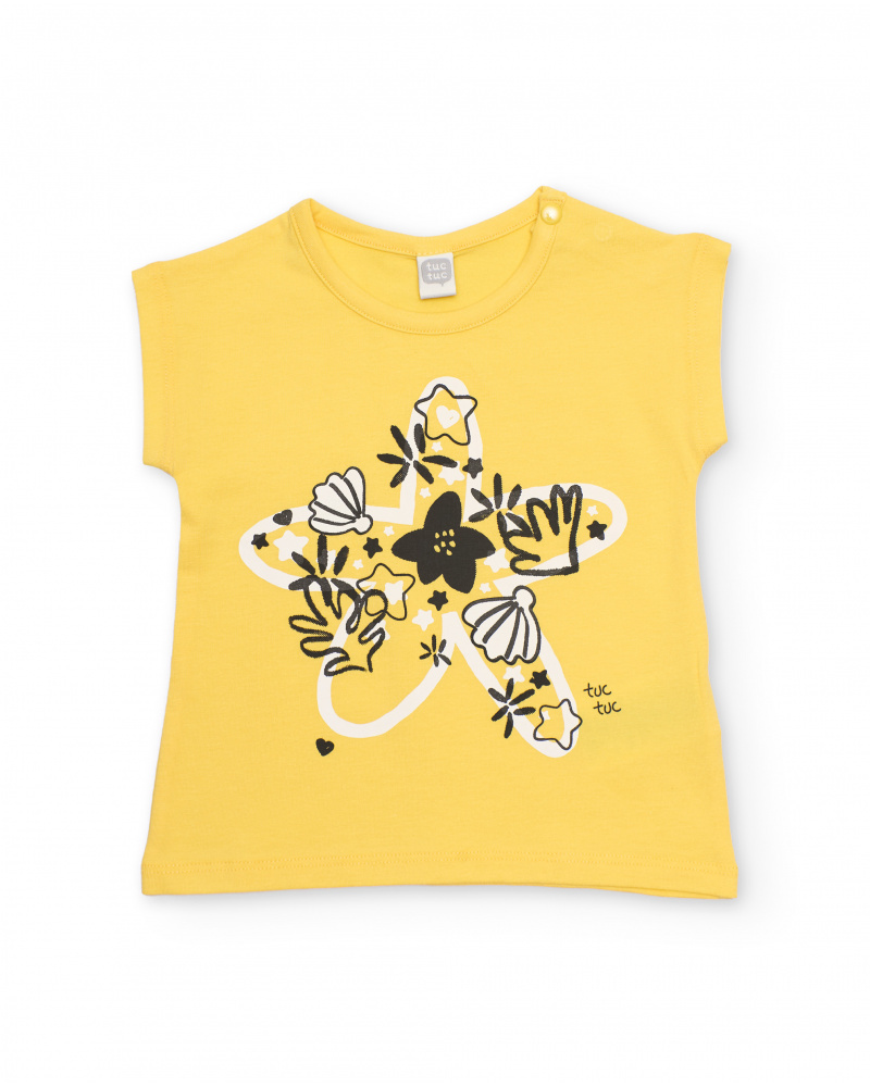 Camiseta de menina em malha com design de estrelas-do-mar