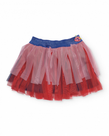 Saia de menina em tecido plano com camadas de tule