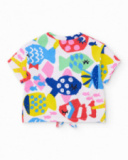 Camiseta de menina em malha com nó frontal