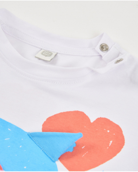 Camiseta de menina em malha com manga franzida