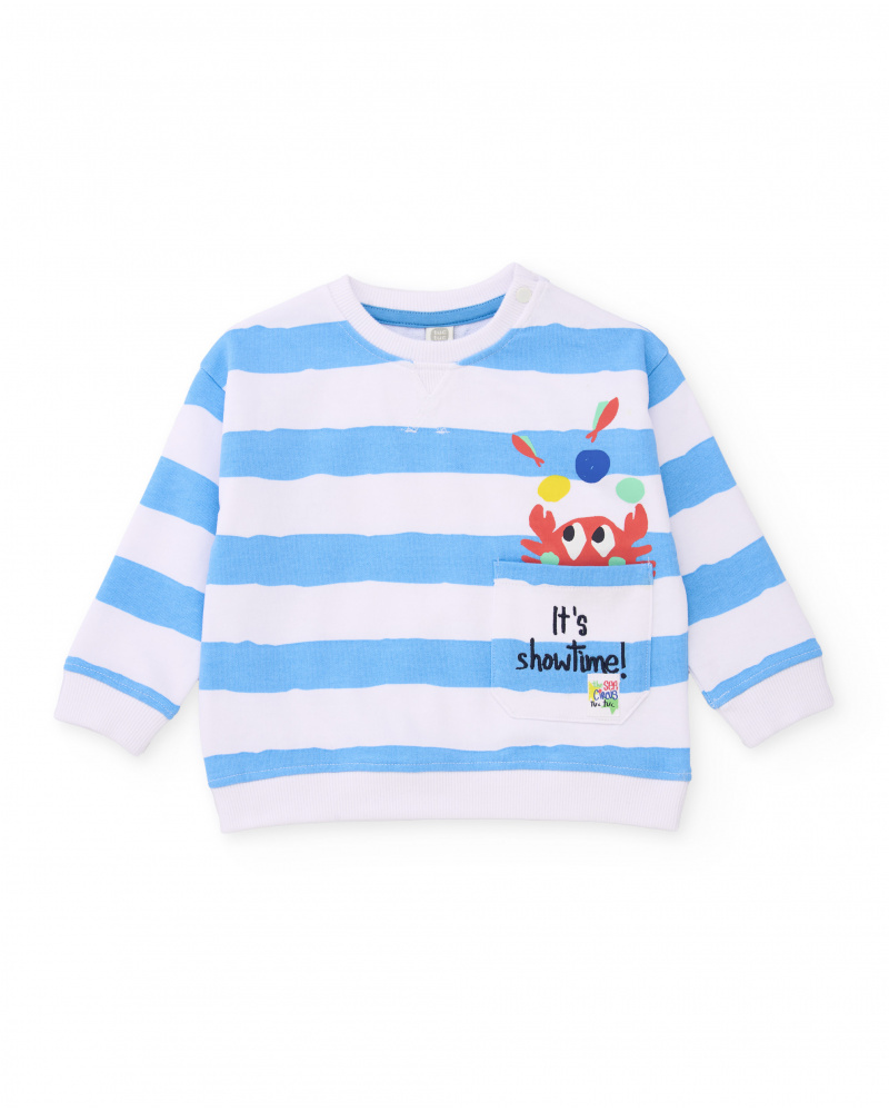 Sweatshirt de menino em malha com estampado às riscas