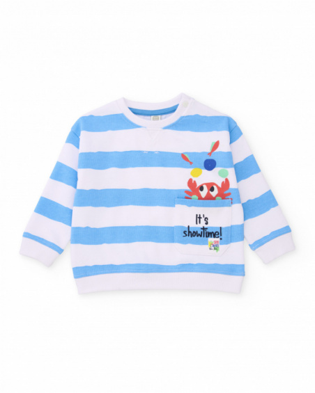 Sweatshirt de menino em malha com estampado às riscas