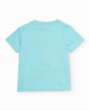 T-shirt de menino em malha com fecho no ombro