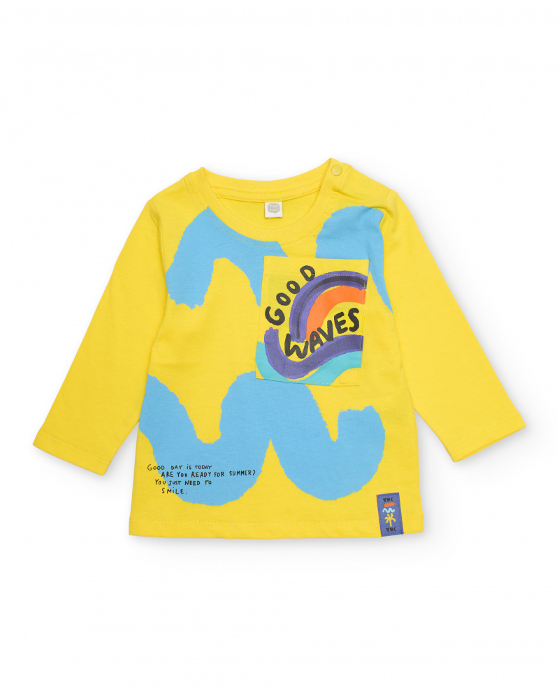 T-shirt de menino em malha com bolso estampado