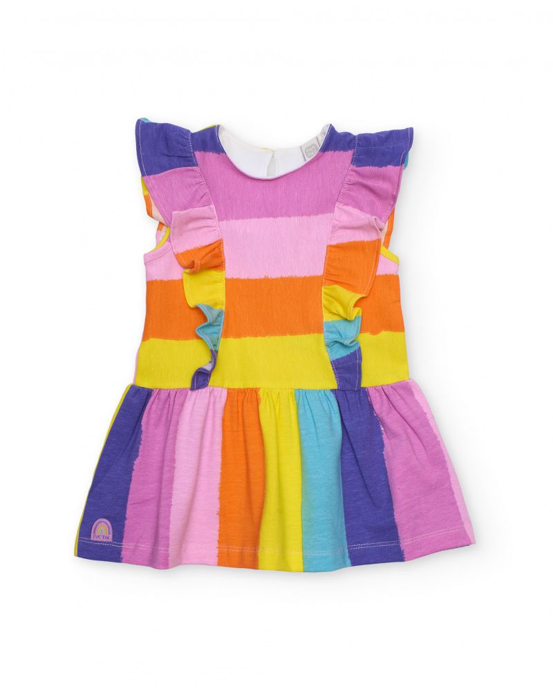 Vestido de menina em malha com folhos nas alças