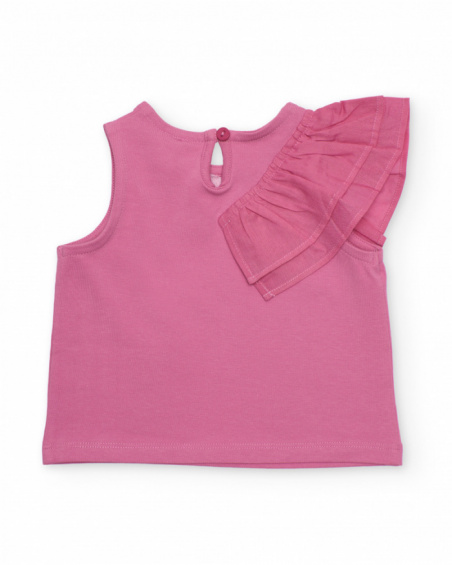 Camiseta de menina em malha com folho lateral