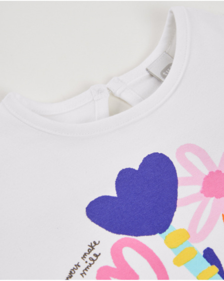 Camiseta de menina em malha com folhos nas mangas