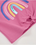 Camiseta de menina em malha com arco-íris com lantejoulas