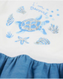 Vestido de menina em malha com design marinho e lantejoulas