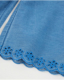 Calças de menina em tecido plano e denim leve