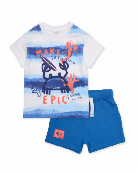 Conjunto de menino em malha com estampado às riscas