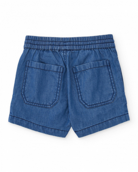 Bermuda de menino em tecido plano e tecido denim