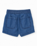 Bermuda de menino em tecido plano e tecido denim