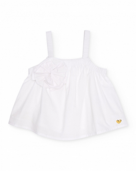 Blusa de menina em tecido plano com aplique de flor