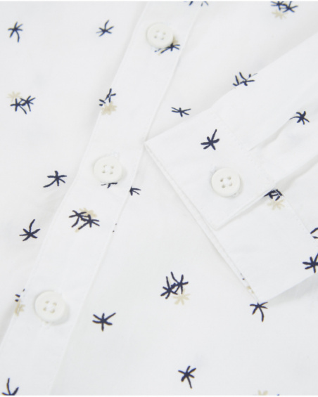 Camisa de menino em tecido liso com gravata-borboleta removível