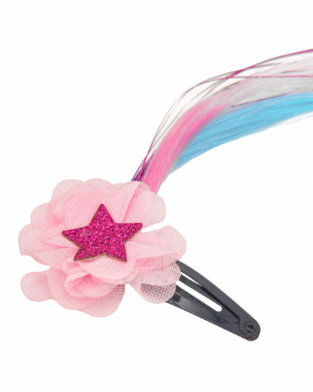 Gancho de cabelo de menina com fibras longas coloridas