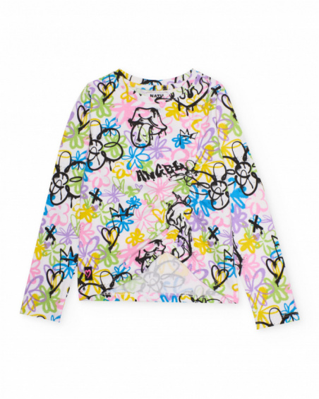 T-shirt de menina em malha com estilo graffiti