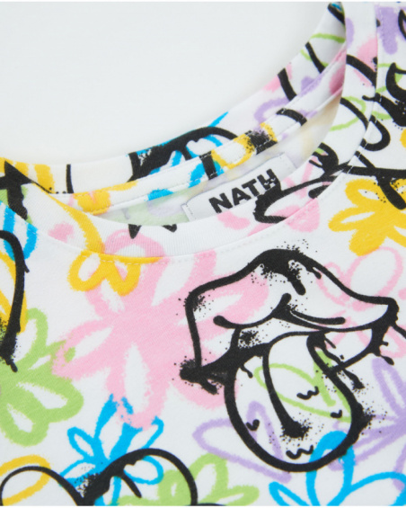 T-shirt de menina em malha com estilo graffiti