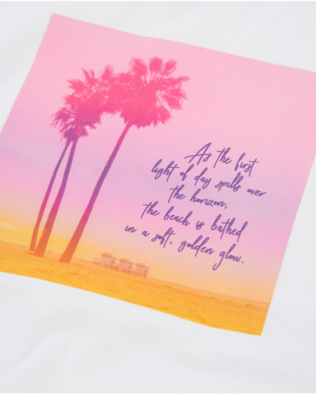 T-shirt de menina em malha com ilustração de palmeira
