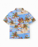 T-shirt de menino em malha com estampado tropical