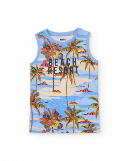 T-shirt de menino em malha com estampado tropical