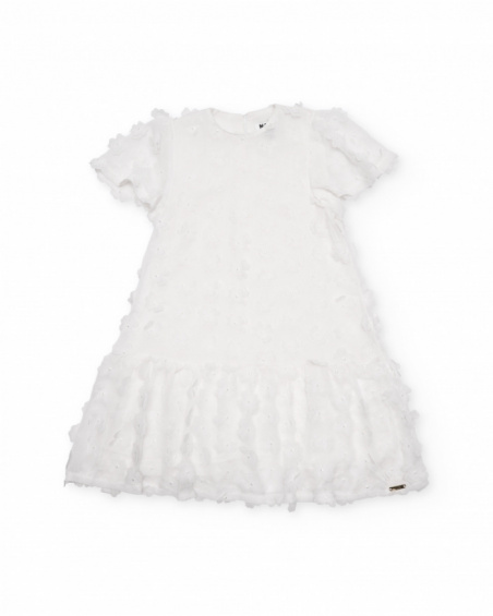 Vestido de menina liso com enfeites florais