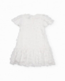 Vestido de menina liso com enfeites florais