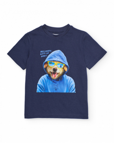 T-shirt de menino em malha com gráfico de cão