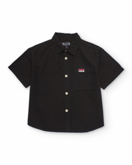 Camisa de menino em tecido plano de design clássico