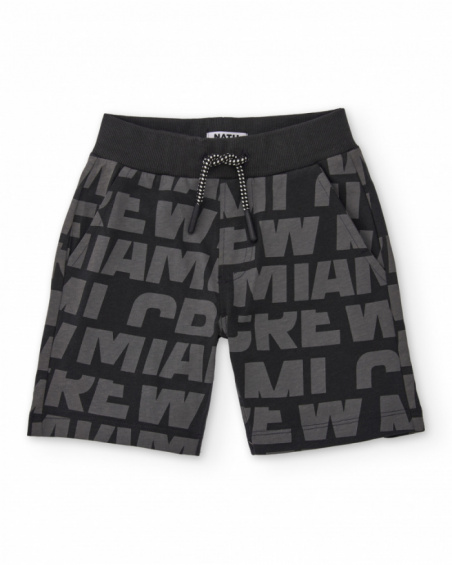 Bermuda de menino em malha com estampado de letras