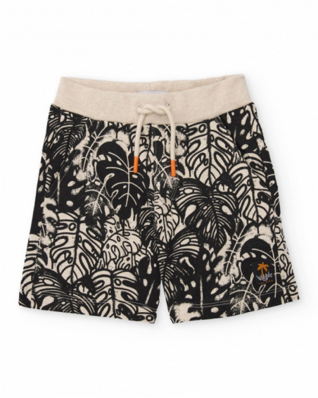 Bermuda de menino em malha com estampado vegetal