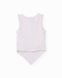 T-shirt de menina em malha com bainha em bico