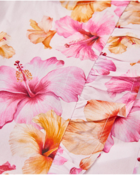 Camisa de menina em tecido plano com folhos laterais