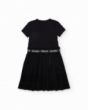 Vestido de menina em malha com apliques brilhantes