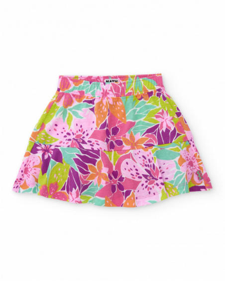 Saia de menina em malha com um chamativo design floral